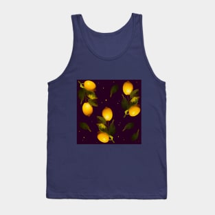 Seamless pattern with lemons and leaves Tank Top